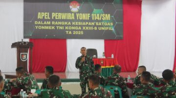 Apel Perwira Yonif 114/Satria Musara Guna Menyiapkan Perwira dalam Kesiapan Satgas Yonmek TNI Konga XXIII-S Unifil