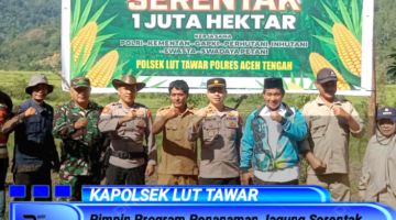 Kapolsek Lut Tawar  Pimpin Program Penanaman Jagung Serentak 1 Juta Hektar di Desa Pedemun